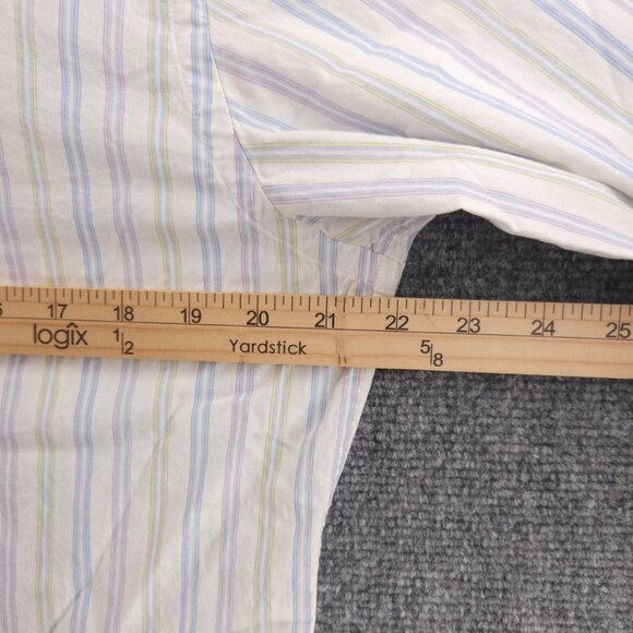 Robert Graham Blue Yellow Pastel Striped Medium Long Sleeve Button Up Embroidery - Picture 16 of 16